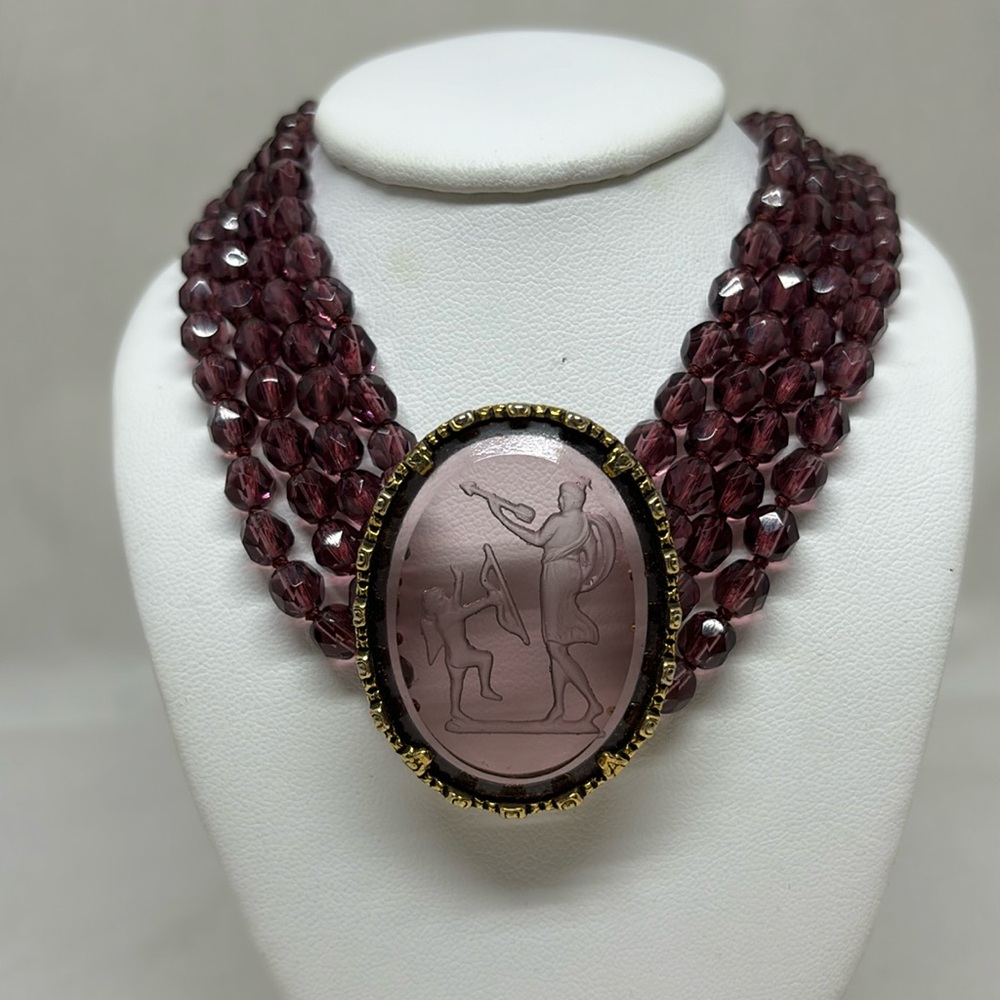 Beautiful purple glass intaglio choker